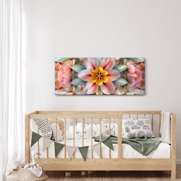 Obraz - Kaleidoskopický kvet (120x50 cm)