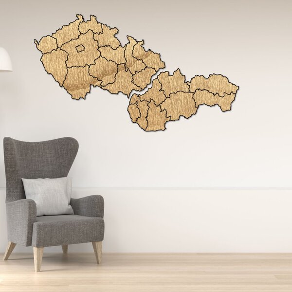 Veľká drevená mapa Slovensko a Česko | SENTOP M011