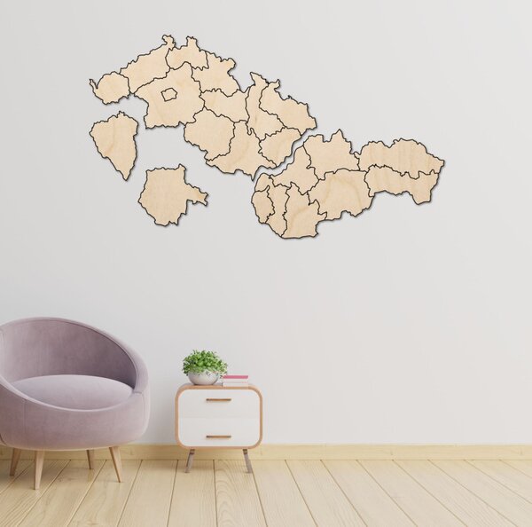 Veľká drevená mapa Slovensko a Česko | SENTOP M011