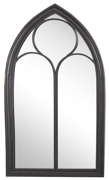 Nástenné zrkadlo čierne 62 x 113 cm v tvare okna kovový rám elegantné romantické