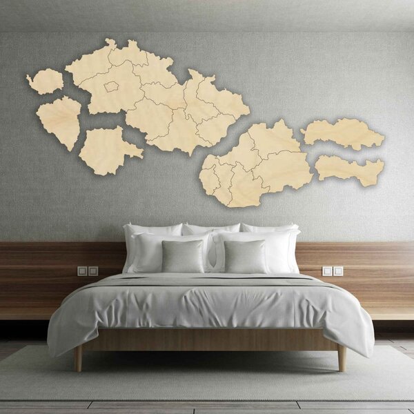 Veľká drevená mapa Slovensko a Česko | SENTOP M011
