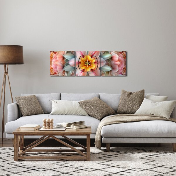 Obraz - Kaleidoskopický kvet (s hodinami) (90x30 cm)
