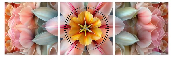 Obraz - Kaleidoskopický kvet (s hodinami) (90x30 cm)