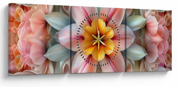 Obraz - Kaleidoskopický kvet (s hodinami) (90x30 cm)
