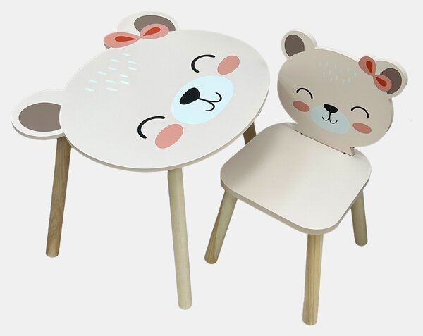 Sinsay - Set stolíka a stoličky s motívom medvedíka 2 pack - pastelová ružová