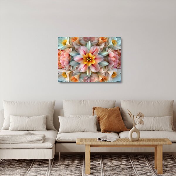 Sklenený obraz - Kaleidoskopický kvet (70x50 cm)