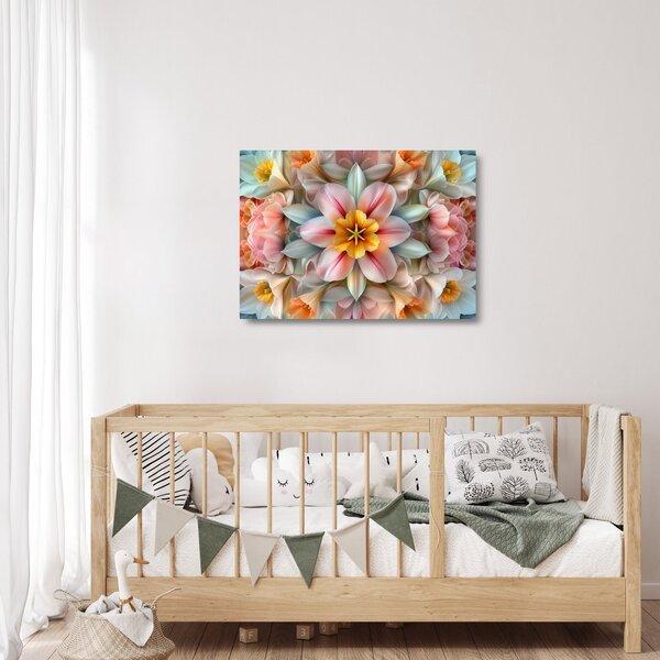 Sklenený obraz - Kaleidoskopický kvet (70x50 cm)