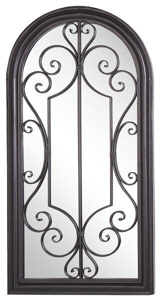 Nástenné zrkadlo čierne okenná optika 50 x 98 cm kov elegantný klasický dizajn
