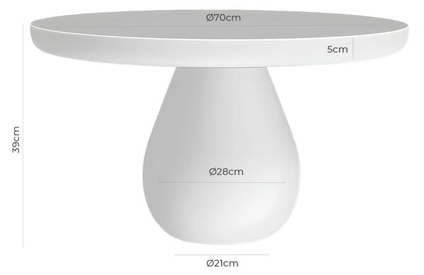 MUZZA Konferenčný stolík HVITSERK Ø 70 x 39 cm