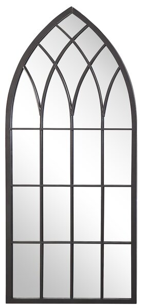 Nástenné zrkadlo čierne 50 x 115 cm kovové sklenená okenná optika gotický štýl