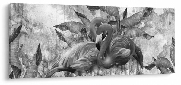 Obraz - Plameniaky graffiti (120x50 cm)