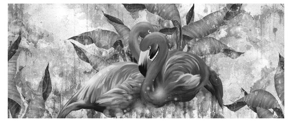 Obraz - Plameniaky graffiti (120x50 cm)