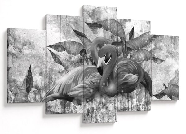 Obraz - Plameniaky graffiti (150x105 cm)