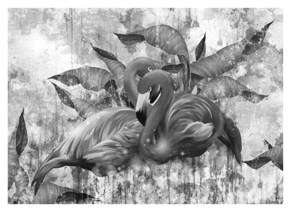 Obraz - Plameniaky graffiti (70x50 cm)