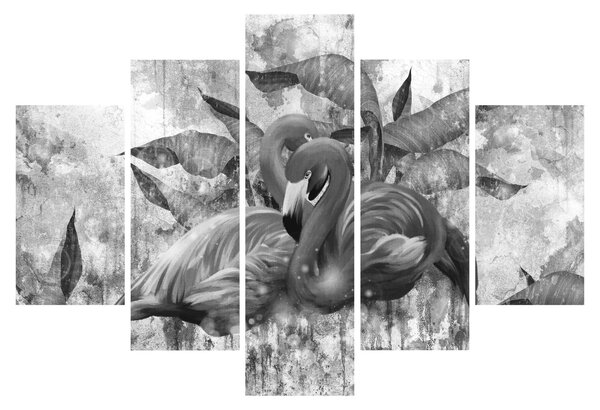 Obraz - Plameniaky graffiti (150x105 cm)