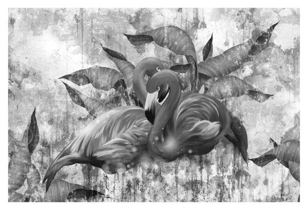 Obraz - Plameniaky graffiti (90x60 cm)