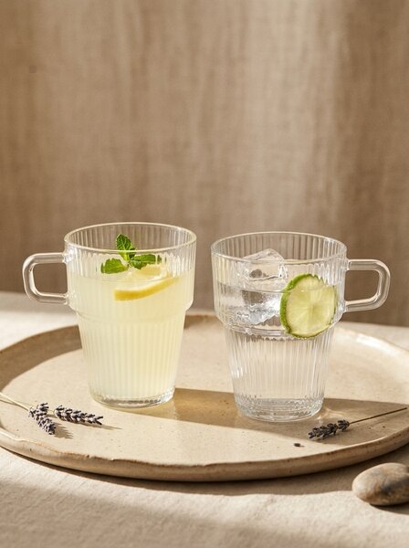 Sinsay - Rýhované sklenené hrnčeky 2 pack - clear