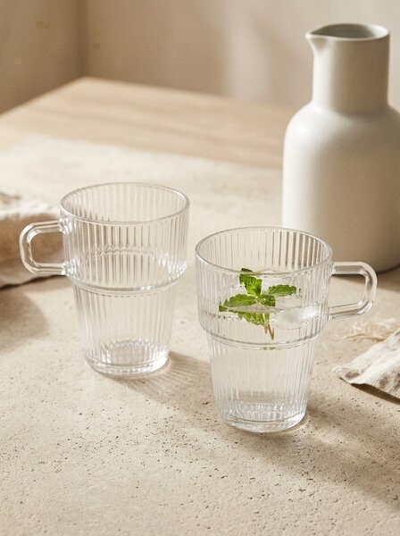 Sinsay - Rýhované sklenené hrnčeky 2 pack - clear