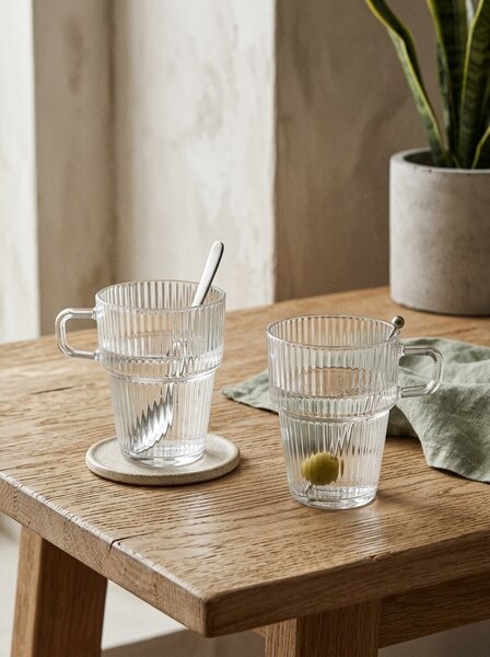 Sinsay - Rýhované sklenené hrnčeky 2 pack - clear