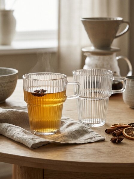 Sinsay - Rýhované sklenené hrnčeky 2 pack - clear
