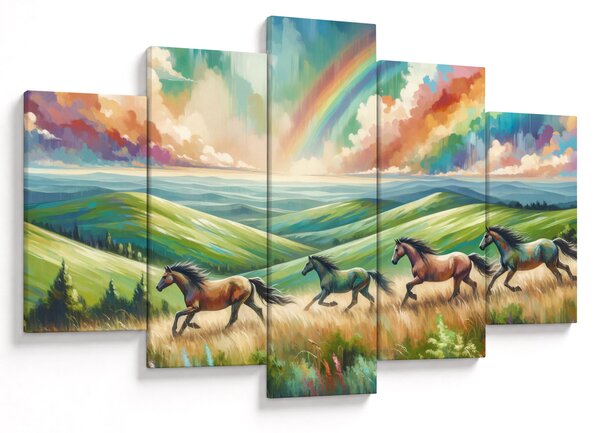 Obraz – Kone cválajúce krajinou (150x105 cm)