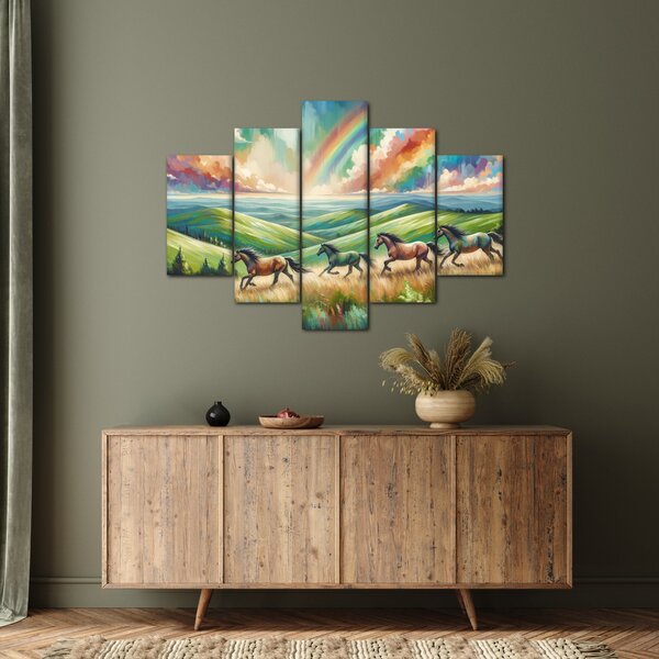 Obraz – Kone cválajúce krajinou (150x105 cm)