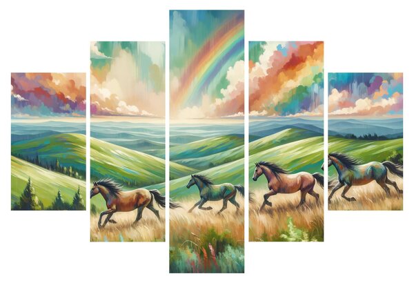 Obraz – Kone cválajúce krajinou (150x105 cm)