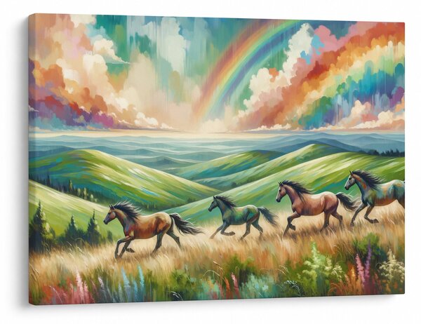 Obraz – Kone cválajúce krajinou (70x50 cm)