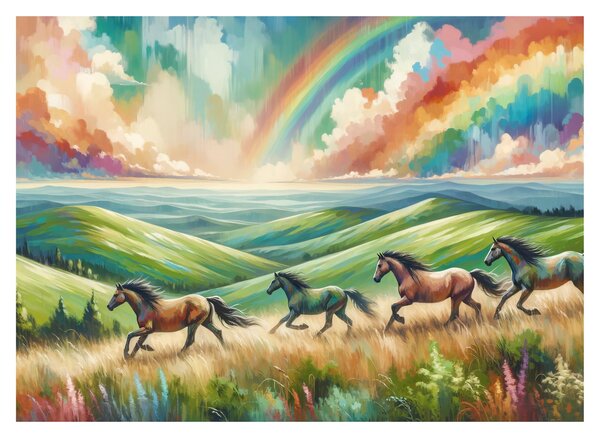 Obraz – Kone cválajúce krajinou (70x50 cm)