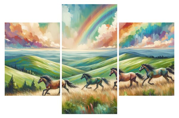Obraz – Kone cválajúce krajinou (90x60 cm)