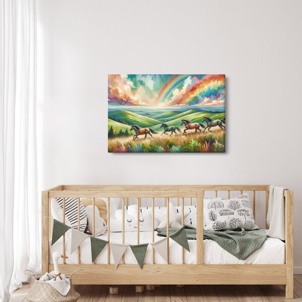 Obraz – Kone cválajúce krajinou (90x60 cm)