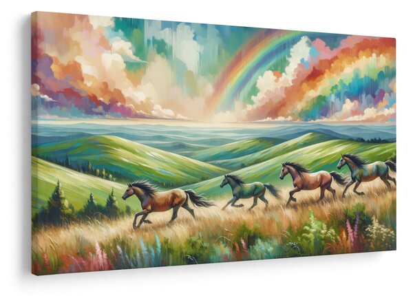 Obraz – Kone cválajúce krajinou (90x60 cm)