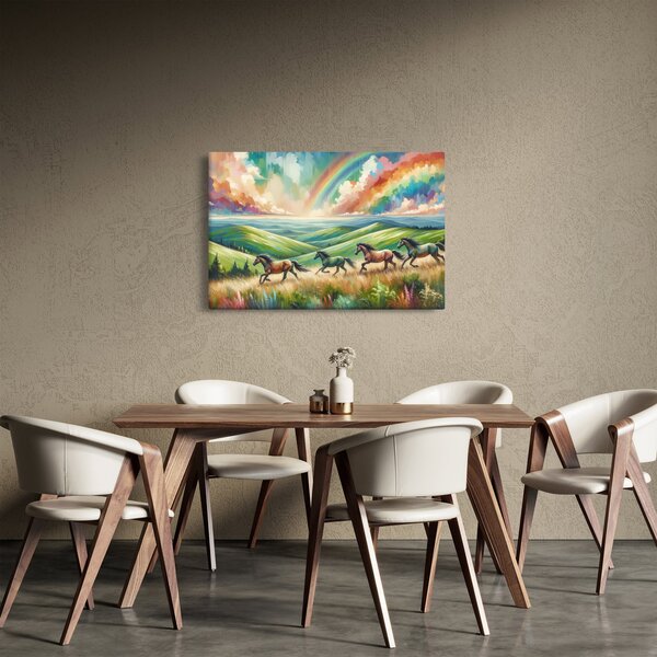Obraz – Kone cválajúce krajinou (90x60 cm)