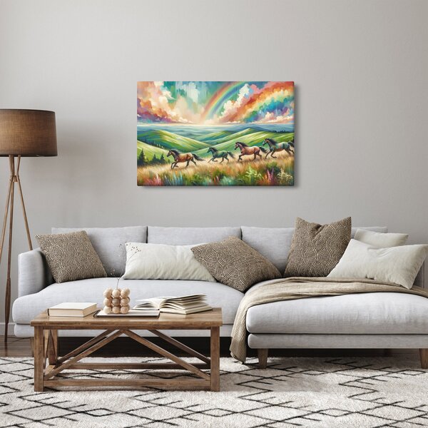 Obraz – Kone cválajúce krajinou (90x60 cm)