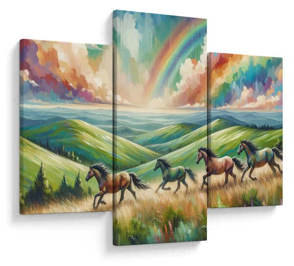 Obraz – Kone cválajúce krajinou (90x60 cm)