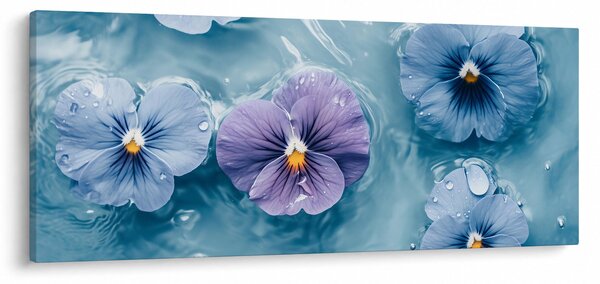Obraz - Fialky vo vode (120x50 cm)