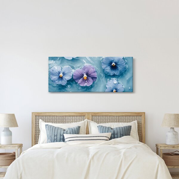 Obraz - Fialky vo vode (120x50 cm)