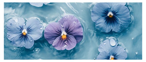 Obraz - Fialky vo vode (120x50 cm)