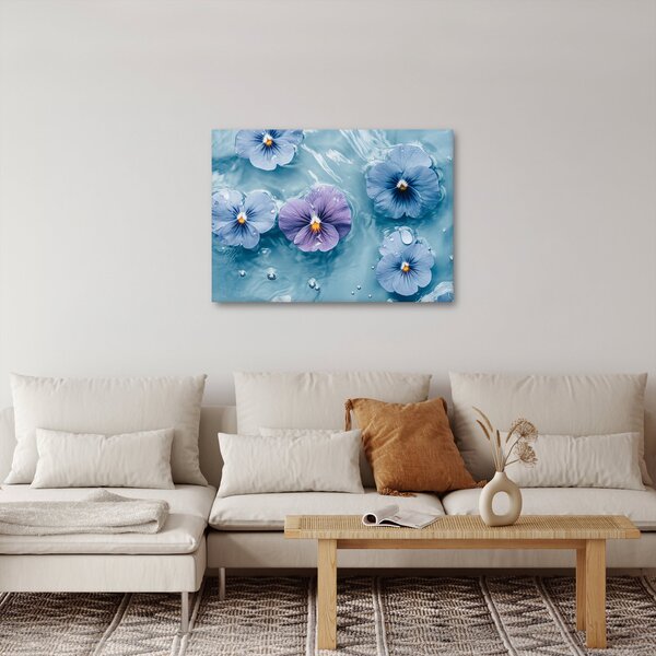 Obraz - Fialky vo vode (70x50 cm)