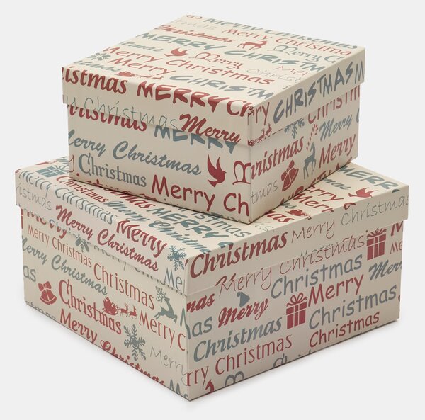 Sinsay - Vianočné darčekové krabice s potlačou „Merry Christmas“ 2 pack - viacfarebná