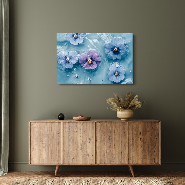 Obraz - Fialky vo vode (90x60 cm)
