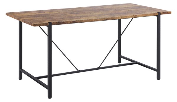 Jedálenský stôl stolová doska z tmavého dreva čierne kovové nohy 160 x 80 cm stôl 4-miestny obdĺžnikový industriálny