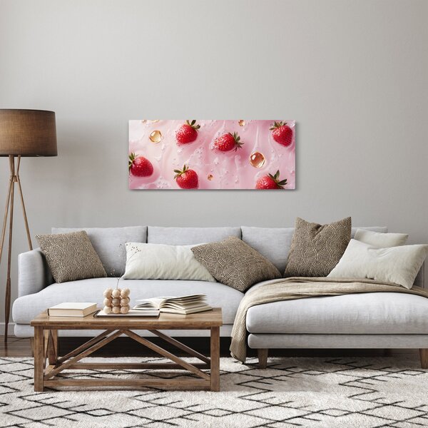 Obraz - Jahody v bublinách (120x50 cm)