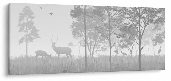 Obraz - Lúka s jeleňami (120x50 cm)
