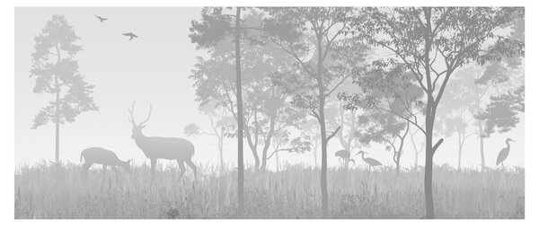 Obraz - Lúka s jeleňami (120x50 cm)