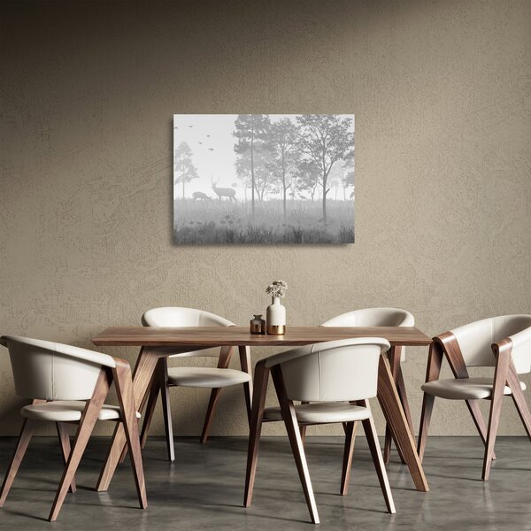 Sklenený obraz - Lúka s jeleňami (70x50 cm)