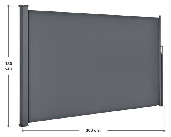 Výsuvná bočná zástena, 300 x 180 cm, tmavosivá