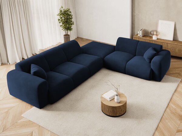 MUZZA Rohová pohovka NOMALIO pravá 315 cm zamat modrá