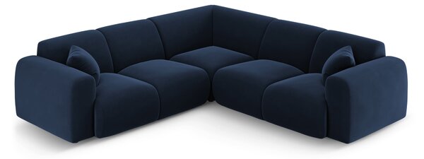 MUZZA Rohová päťmiestna pohovka NOMALIO 252 x 252 cm zamat modrá
