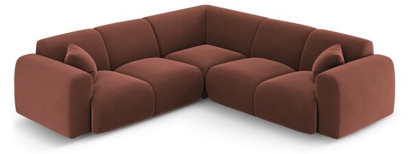MUZZA Rohová päťmiestna pohovka NOMALIO 252 x 252 cm zamat červená
